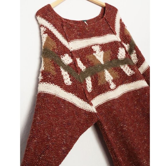 Free People Northern Lights Sweater Dress Wool Linen Blend Boho Cozy Western XS - Picture 5 of 16